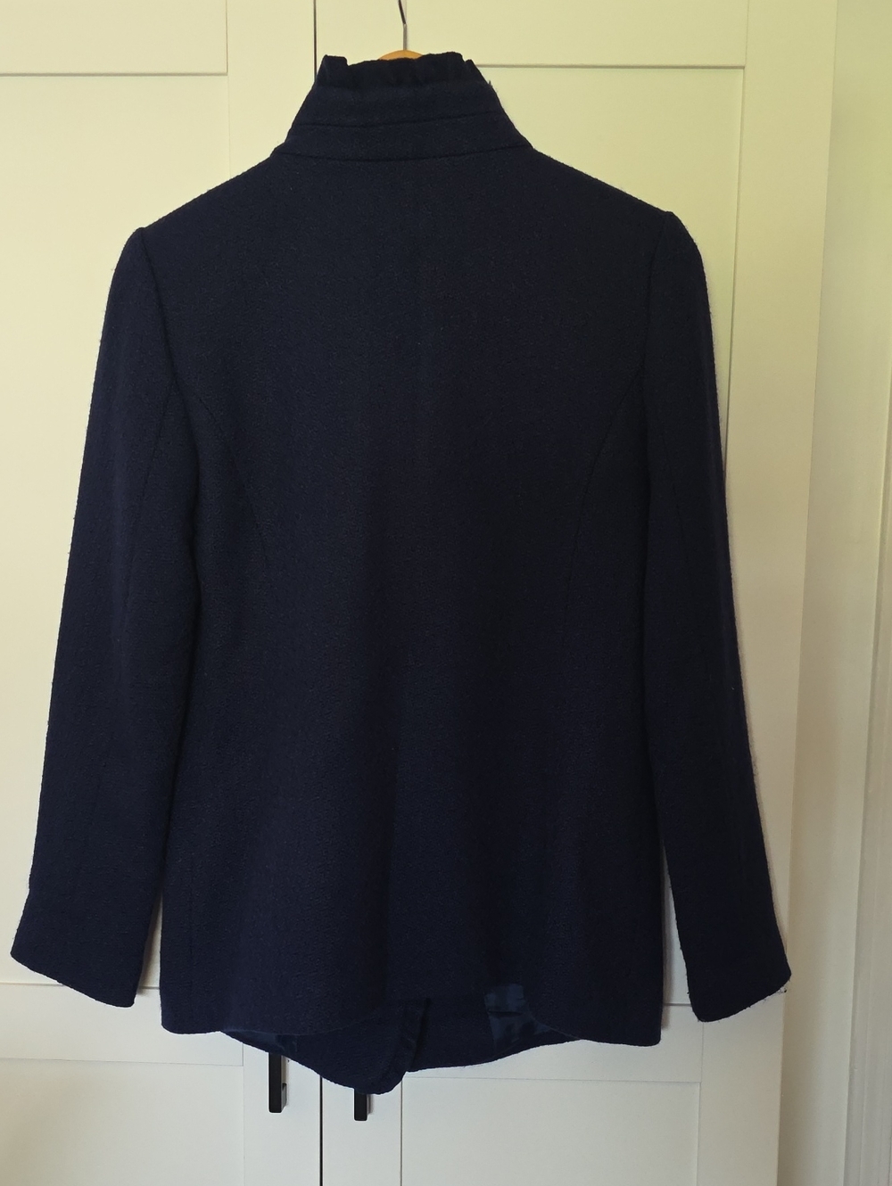 Ann Taylor Navy Blue Fall Spring Ruffled Pea Coat - Picture 7 of 10